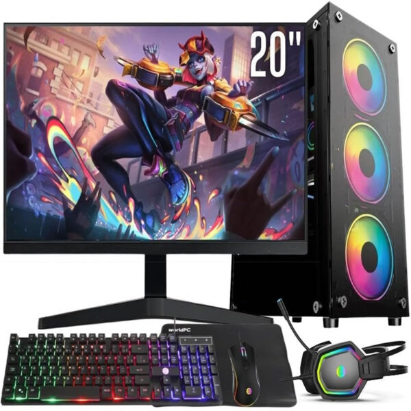 Computador Gamer Completo Intel Core i7 16GB SSD 512GB Kit Gamer com Headset Monitor 20" Windows 10 3green Flash