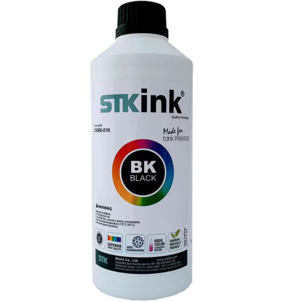 Tinta STK T504 L6161 L4150 L4160 L6191 L6171 para Ecotank Epson - 500ml - Cor: Preto