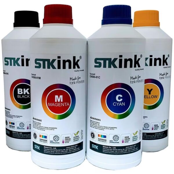 Tinta STK T544 L3110 L3150 L5190 para Ecotank Epson - 1 Litro Black + 3 x 500ml Color