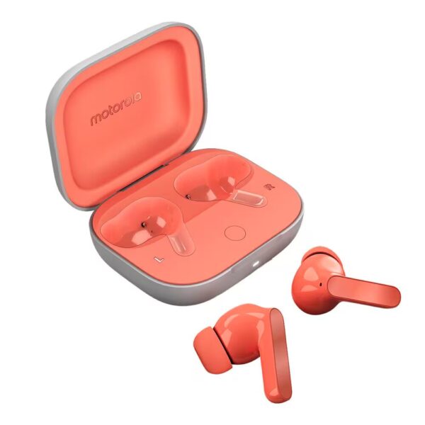 Fone de Ouvido Bluetooth Motorola Moto Buds com Cancelamento de Ruído e Resistência a Água – Peach