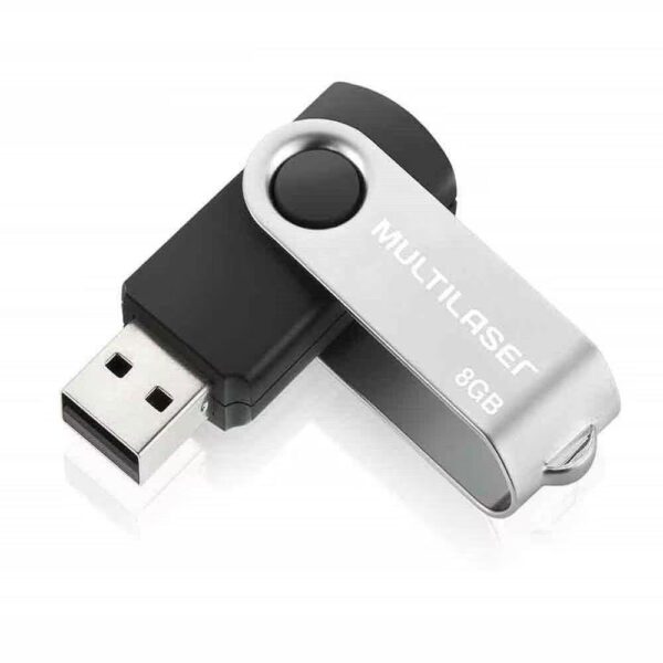 Pen Drive Twist 8GB USB Leitura 10MB/s e Gravação 3MB/s Preto Multilaser- PD587