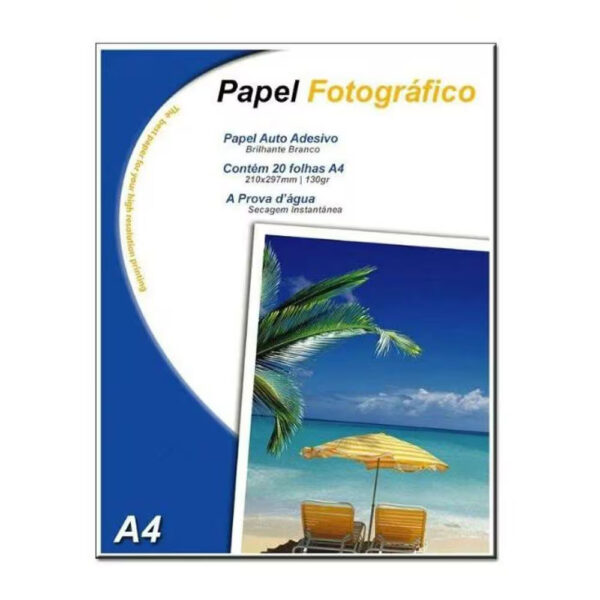 Papel Fotográfico Neutro Auto Adesivo 130g A4 20 Folhas PP