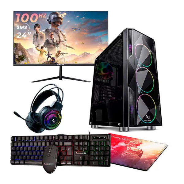 PC GAMER COMPLETO RYZEN 5 5600GT, 16GB 3200MHZ (RADEON VEGA 7), SSD 480GB, 500W 80 PLUS, MONITOR 24" 100HZ, GABINETE COM 3 FANS - NLI87588