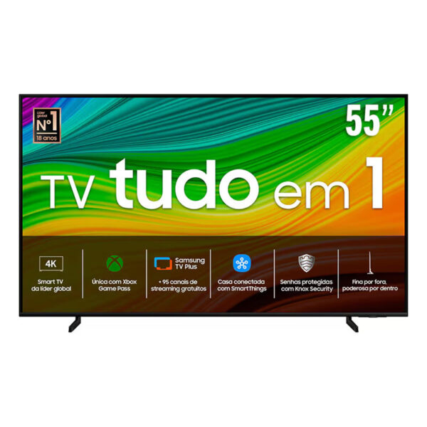 Smart TV 55" QLED 4K Samsung 55Q60D, Tecnologia de Pontos Quânticos, Design AirSlim, Gaming Hub, AI Energy Mode, Som em Movimento Virtual, Alexa