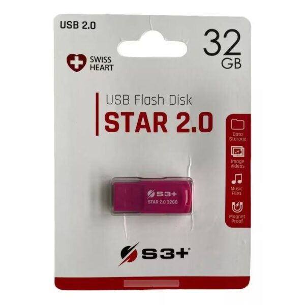 Pen Drive S3+ Usb Flash Disk Star 2.0 32Gb Rosa