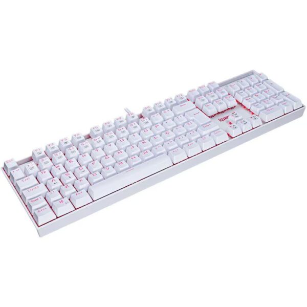 Teclado Mecânico Redragon Mitra Branco Switches Marrom - Iluminação Single RED