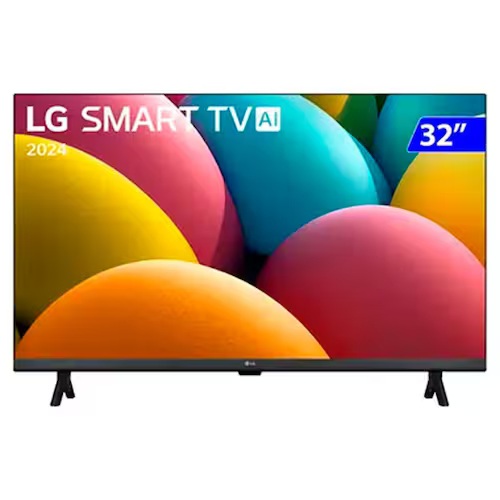 Smart TV 32" LG HD 32LR600BPSA com processador a5 Ger 6 AI, Alexa integrado, LG Channels, WebOS 23