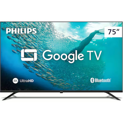 Smart TV 75" 4K Philips 75PUG7019/78 Google TV Dolby Audio Pixel Precise Preta